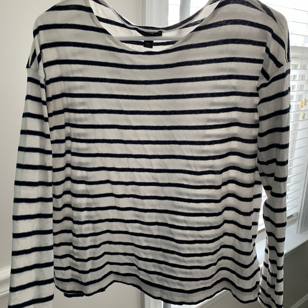 Navy Blue and white striped shirt